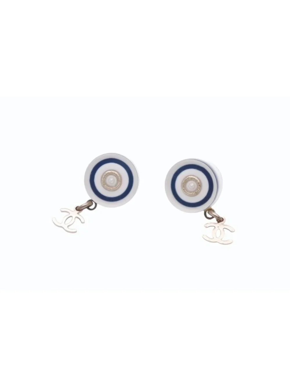 Chanel CC Logo Earrings 05 Pearl Resin Metal